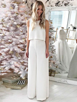 Tenue de mariée 2 pièces Haut et pantalon en crêpe tenue de mariage civil