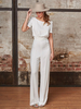 Tenue de mariée 2 pièces tenue de cocktail mariage col rond manche courte ivoire