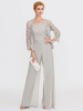 Tenue de mère de mariée 3 pièces combi-pantalon boléro gris claire