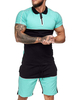 Tenue de Sport Homme 2 Pièces Manches Courtes Bleu Ciel Clair Polo