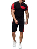 Tenue de Sport Homme 2 Pièces Manches Courtes Col Polo Rouge