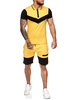 Tenue de Sport Homme 2 Pièces Manches Courtes Jaune Noir Polo et Short