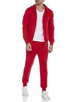 Tenue de Sport Homme 2 Pièces Manches Longues Capuche Rouge