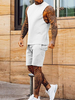 Tenue de Sport Homme 2 Pièces Sans Manches Col Rond Blanc