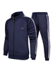 Tenue de sport hommes Bloc de couleur 2 pièces manches courtes bleu marine sombre