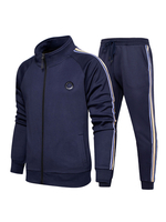 Tenue de sport hommes Bloc de couleur 2 pièces manches courtes bleu marine sombre