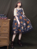Tenue Lolita Classique Imprimé À Volants Noeud Lolita Robe JSK Avec T-shirt À Rayures En Coton Déguisements Halloween