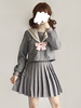 Tenue Lolita de style marin Haut brodé de fleurs de Sakura avec jupe plissée Déguisements Halloween