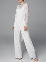 Tenue mariage femme combinaison mariée blanche cape en dentelle