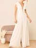 Tenue mariage femme combinaison mariée col V profonde décolleté blanche