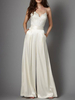 Tenue mariage femme combinaison mariée ivoire à fine bretelle zip sur dos