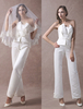 Tenue mariage femme combinaison mariée ivoire busiter boutonné sur dos