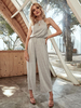 Tenue une pièce dété large en polyester gris clair à col bijou et sans manches