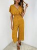 Tenue une pièce jaune à pois col en V à manches courtes en polyester recadrée tenue dété pour femmes