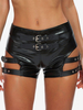 Tenues de Club Short Détails Métalliques Sexy Cuir PU Noir