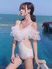 Tenues de natation Sweet Lolita - Combinaison blanche à volants avec nœud à lacets