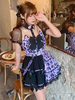 Tenues douces Lolita motif à carreaux violet arc volants manches courtes vêtements idole Lolita pull jupe tenue
