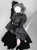 Tenues gothiques Lolita à rayures noires volants manches longues chemisier jupe