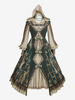 Tenues gothiques Lolita accessoire à manches longues squelette vert foncé