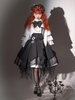Tenues gothiques Lolita Chemisier à crinoline avec nœuds noirs et volants à manches longues