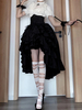 Tenues gothiques Lolita en dentelle noire à volants et nœuds haut à manches courtes et jupe