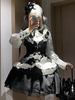 Tenues gothiques Lolita Haut à manches longues à volants en jacquard noir Gilet