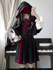 Tenues gothiques Lolita Jupe à manches longues et cape en jacquard noir avec nœuds