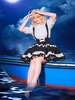 Tenues gothiques Lolita noires à lacets volants jupe à manches courtes chemisier