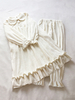Tenues gothiques Lolita nœuds marron clair volants manches longues pantalon top