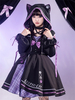 Tenues gothiques Lolita robe pull sans manches avec nœuds à carreaux noirs