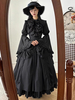 Tenues gothiques Lolita Volants noirs Nœuds Dentelle Manches longues Chemisier Jupe