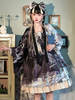 Tenues Lolita de Style chinois noir à lacets noeuds perlés manches longues haut pull jupe bowknot ensemble 3 pièces