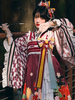 Tenues Lolita De Style Japonais Noeuds Bordeaux Imprimé Floral Manches Longues Wa Lolita Pull Top Ensemble 2 Pièces