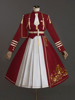 Tenues Lolita Robe de pardessus académique Lolita à manches longues avec motif rose bordeaux