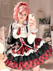 Tenues Steampunk Lolita Jupe à Manches Longues à Volants à Carreaux Rouges à Lacets