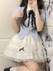 Tenues Sweet Lolita Bleu ciel clair Nœuds Volants Manches courtes Jupe Chemisier