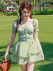 Tenues Sweet Lolita combinaison à manches courtes avec nœuds blancs et volants