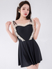 Tenues Sweet Lolita combinaison sans manches à volants et blocs de couleurs noirs