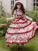 Tenues Sweet Lolita Jupe rouge à volants et lacets à manches courtes