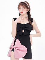 Tenues Sweet Lolita Pantalons habillés sans manches à volants noirs et nœuds