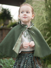 Tissu uniforme de manteau de fibre de polyester de ponchos de Noël vert foncé costumes de vacances denfants