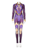 Titans Starfire Cosplay Costume violet combinaison Polyester Fiber Faux cuir Spandex une pièce tenue DC Comics Cosplay Costume