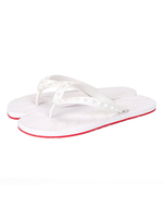 Tongs blanches à bout rond sans lacet sur motif dillustration respirant en cuir de vache dété décontracté