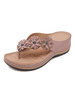 Tongs femme imprimé floral"idien en cuir Synthétique respirant