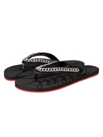 Tongs noires pour femme pantoufle plate respirante en cuir de vache