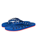 Tongs pour femmes bleu beau motif dillustration pantoufles plates respirantes en cuir de vachette