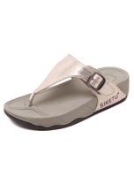 Tongs Toe métalliques Post femme bouclée plage Wedge Sandal Golden Slippers