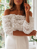 Top Bardot blanc à volants sur lépaule Femme Tops dété