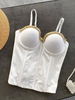 Top cami blanc bretelles col haut sexy en polyester sans manches