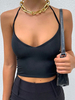 Top cami noir pour femmes licou sans manches à lacets découpes en polyester hauts sexy